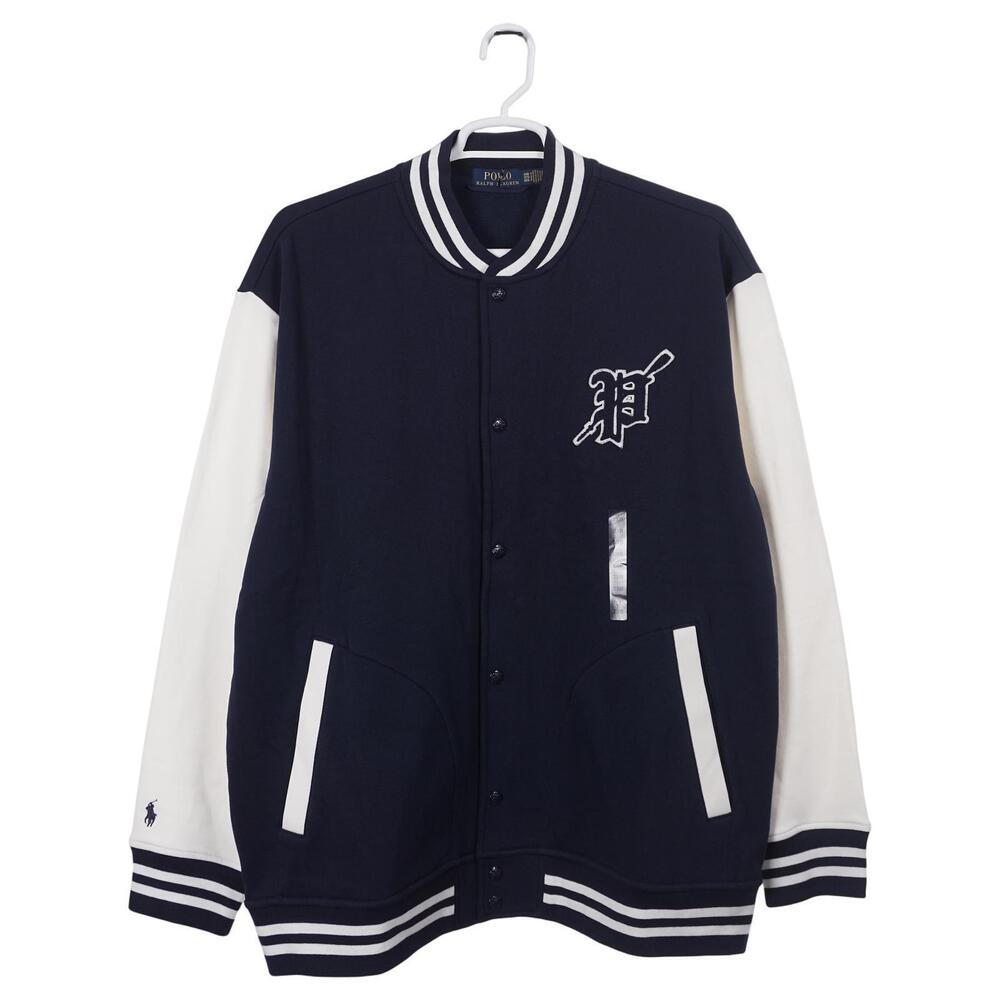 NWOT Polo Ralph Lauren Varsity Jacket 2XB Navy Blue Snap Letterman Baseball